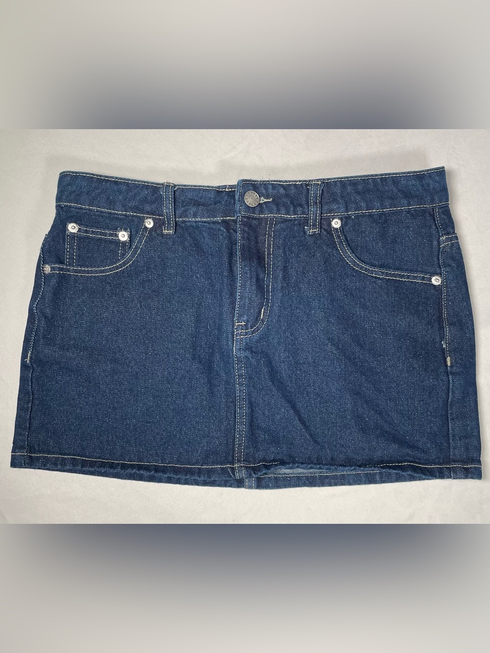 J For Justify Dark Wash Denim Low Rise Mini Skirt Small 100% cotton y2k